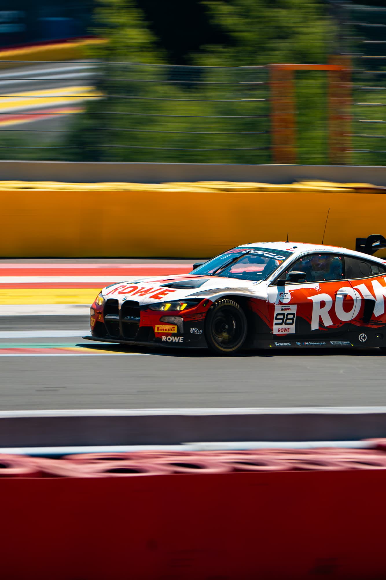 ROWE Racing BMW #98 panning shot at the 24 Hours of Spa